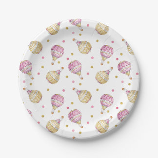 Pink Gold Hot Air Balloons Babydusche Pappteller