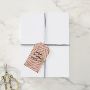 Pink Gold Imitate Glitzer Zebra Print Geschenkanhänger