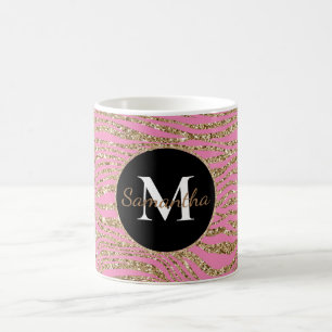 Pink Gold Imitate Glitzer Zebra Print Kaffeetasse