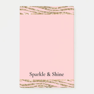 Pink Gold Imitate Glitzer Zebra Print Post-it Klebezettel