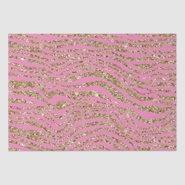 Pink Gold Imitats Glitzer Zebra Seidenpapier (Vorderseite)