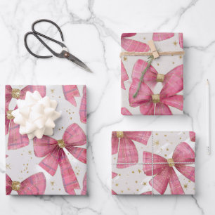 Pink Gold Kariert Boys Weihnachten Geschenkpapier Set