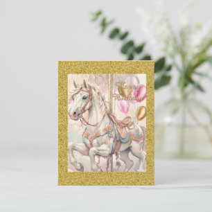 Pink & Gold Karussell-Party Digital-Download-Einla Einladung