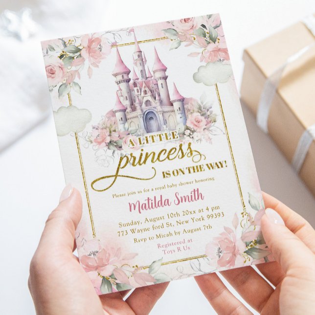 Pink Gold Kleine Prinzessin Royal Castle Babydusch Einladung (Von Creator hochgeladen)