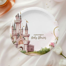 Pink Gold Kleine Prinzessin Royal Castle Babydusch Pappteller
