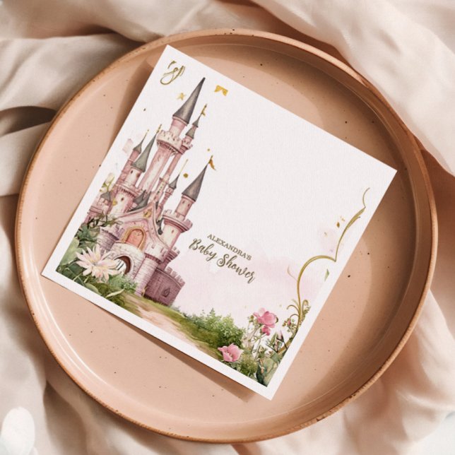 Pink Gold Kleine Prinzessin Royal Castle Babydusch Serviette (Von Creator hochgeladen)