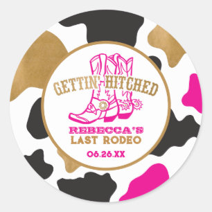 Pink Gold Last Rodeo Junggesellinnen-Abschiedspart Runder Aufkleber