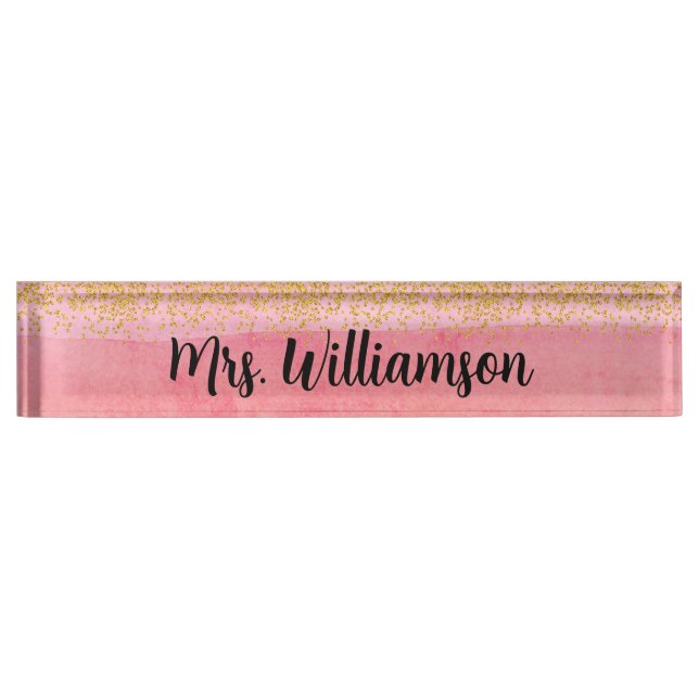 Pink Gold Lehrer Beruflich Namensplakette (Vorderseite)