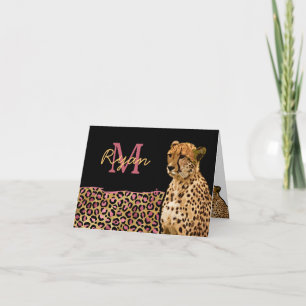 Pink Gold Leopard Cheetah monogramme personnalisé