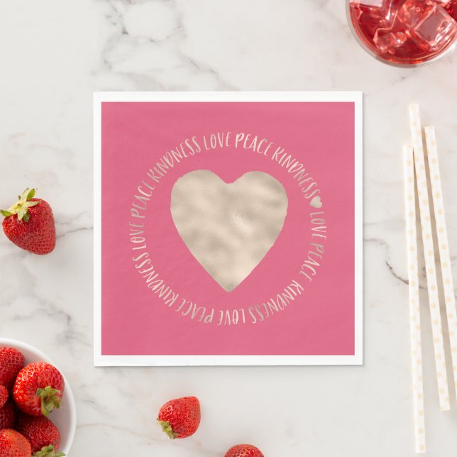 Pink Gold Liebe Peace Kindness Herz inspirierend Serviette (Beispiel)