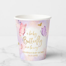 Pink Gold Lila Butterfly Baby Dusche Pappbecher