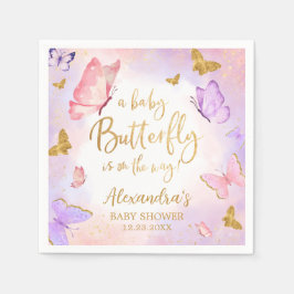 Pink Gold Lila Butterfly Baby Dusche Serviette