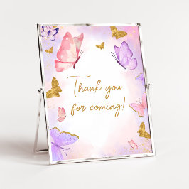 Pink Gold Lila Butterfly Vielen Dank für Ihr Komme Poster
