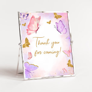 Pink Gold Lila Butterfly Vielen Dank für Ihr Komme Poster