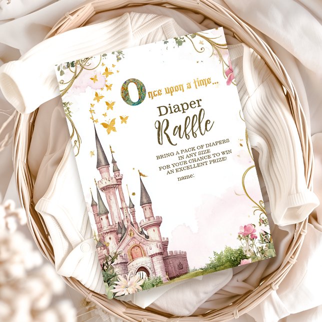 Pink Gold Little Princess Royal Diapper Raffle Begleitkarte (Von Creator hochgeladen)