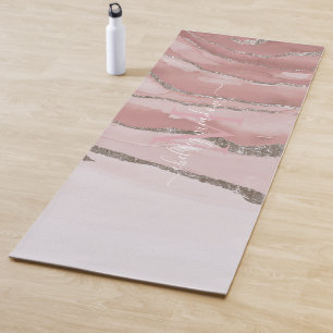 Pink Gold Marmor Monogram Calligrafy Script Name Yogamatte