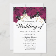 Pink Gold Marsala Blume Hochzeit Einladung