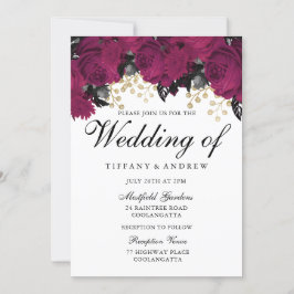 Pink Gold Marsala Blume Hochzeit Einladung