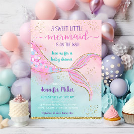 Pink Gold Meerjungfrau Kinderdusche Einladung