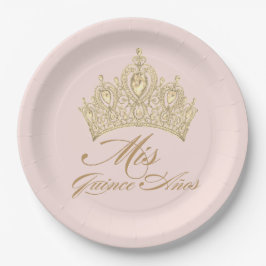 Pink Gold Mis Quince Anos Chic Elegante Tiara Pappteller
