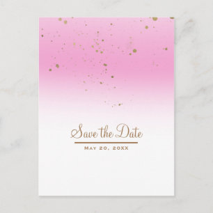 Pink & Gold Moderne glamouröse Hochzeit Sichern Si Ankündigungspostkarte