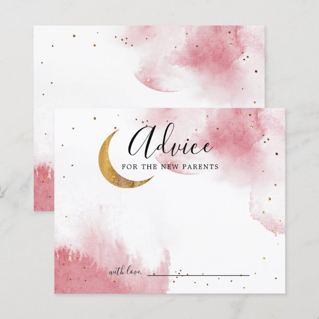 Pink Gold Moon Stars Baby Shower Admin Card (Vorne/Hinten)