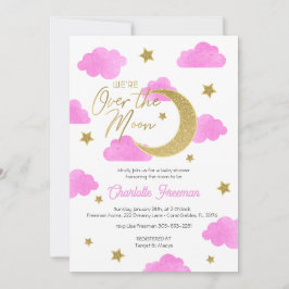 Pink Gold Moon & Stars Kinderdusche Einladung