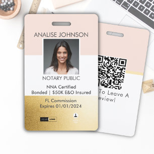 Pink & Gold Notarunterschrift Agent, Mobile Notar- Ausweis