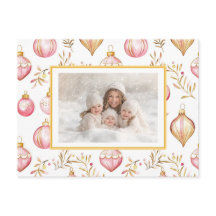 Pink Gold Ornamente Foto Weihnachten Postkarte