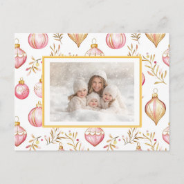 Pink Gold Ornamente Foto Weihnachten Postkarte