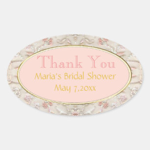 Pink Gold Oval Bridal Danke Stickers