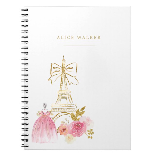 Pink Gold Pariser Chic Monogramm Notizblock (Vorderseite)
