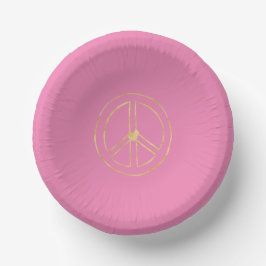 Pink Gold Peace Sign Herz  Pappteller