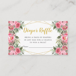 Pink Gold Peonies Baby Duwer Windel Raffel Begleitkarte