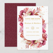 Pink Gold Peonies Wedding Save the Date Cards
