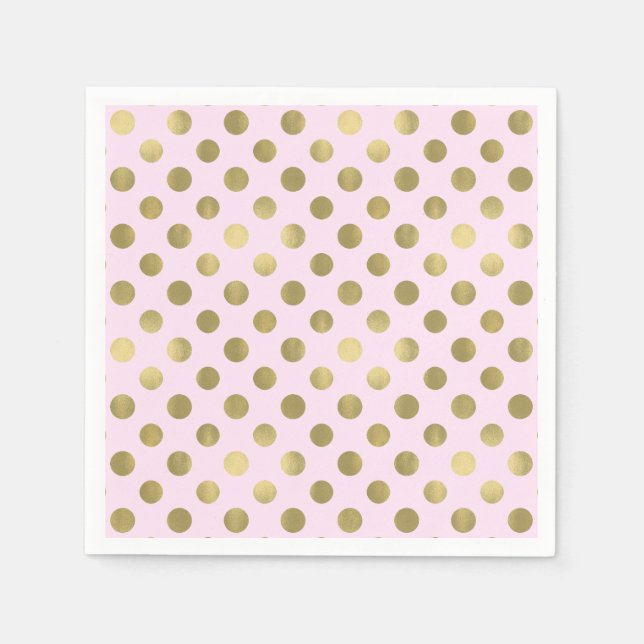 Pink Gold Polka Dot Geburtstagsparty Serviette (Vorderseite)