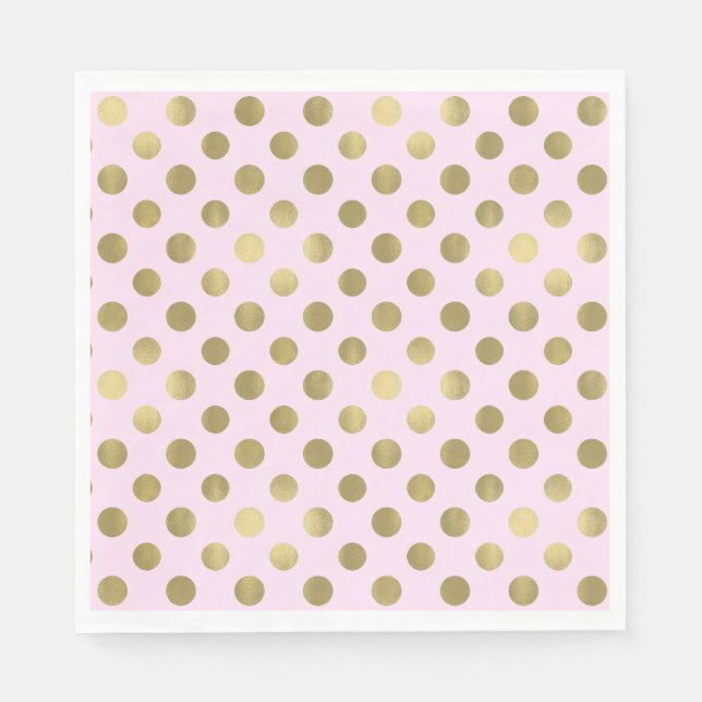 Pink Gold Polka Dot Geburtstagsparty Serviette (Vorderseite)