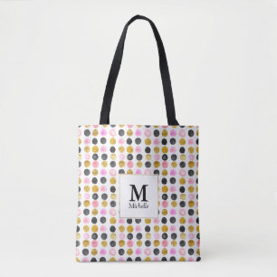 Pink & Gold Polka Dot Monogram Totbeutel Tasche