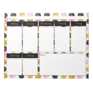 Pink & Gold Polka Dot Paint Weekly Muster Notepad Notizblock