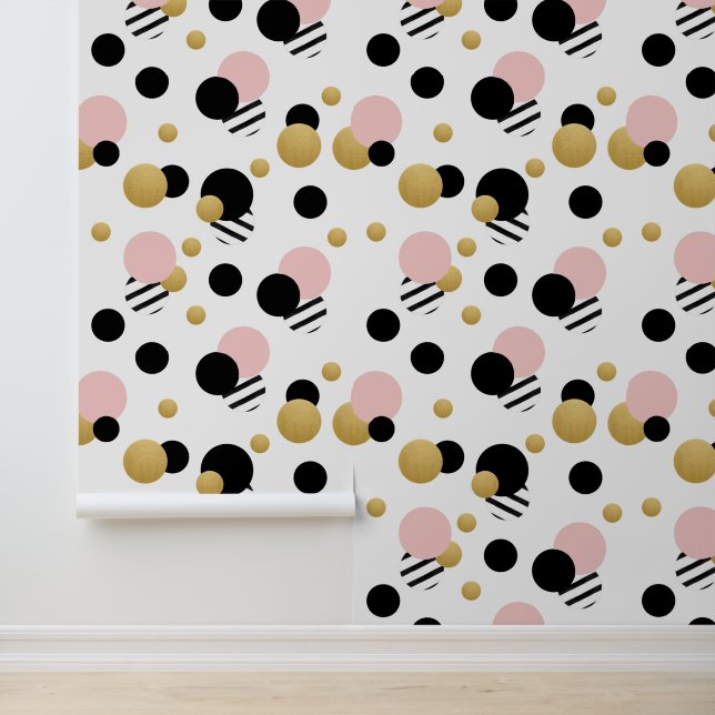 Pink Gold Polka Dot Tapete (Anwendung)