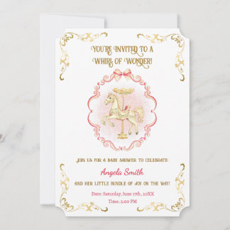 Pink & Gold Pony Dreams-Baby Shower Einladung