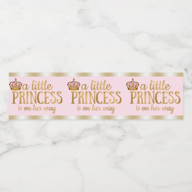 Pink Gold Princess Baby Dusche Wasserflaschen Etik (Einzelnes Label)