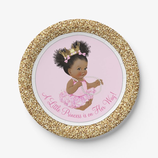 Pink Gold Princess Baby Duschpapier Teller (Vorderseite)
