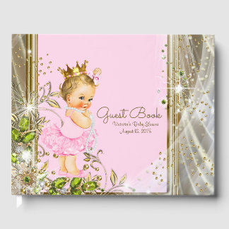 Pink Gold Princess Baby Showbook Gästebuch