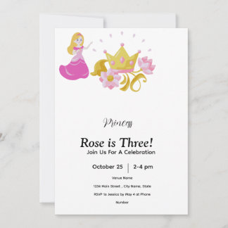 Pink & Gold princess birthday invitation Einladung