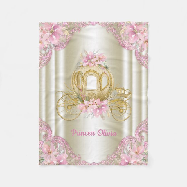 Pink Gold Princess Carriage Couverture bébé (Devant)