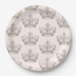 Pink Gold Princess Crown Fairytale Birthday Pappteller