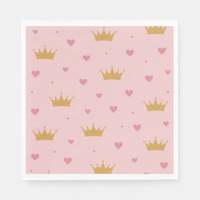 Pink & Gold Princess Pattern Napkin Serviette (Vorderseite)