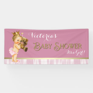 Pink Gold Prinzessin Baby Shower Banner