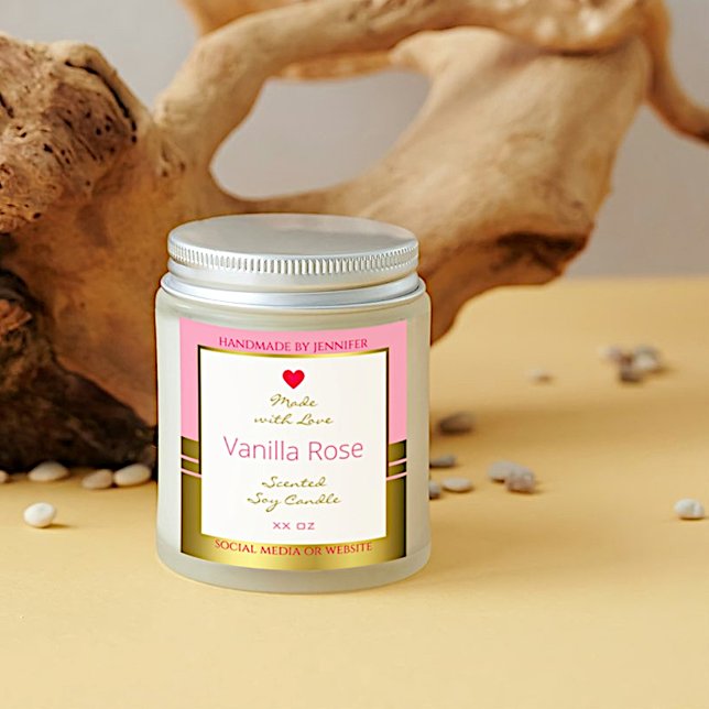 Pink Gold Produktverpackungslabel Einfach benutzer Quadratischer Aufkleber (Von Creator hochgeladen)